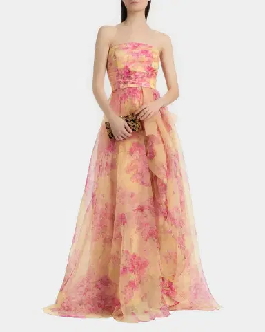 Theia Fahreta Sakura Mist Organza Strapless Gown | Thumbnail 2 Theia Fahreta Sakura Mist Organza Strapless Gown | Thumbnail 2