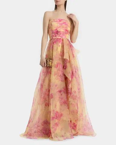 Theia Fahreta Sakura Mist Organza Strapless Gown | Thumbnail 4 Theia Fahreta Sakura Mist Organza Strapless Gown | Thumbnail 4
