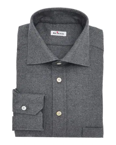 Kiton Men's Brushed Cotton Flannel Button-Down Shirt | Thumbnail 3 Kiton Men's Brushed Cotton Flannel Button-Down Shirt | Thumbnail 3