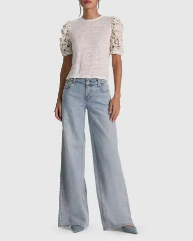 ALICE + OLIVIA Tyler Lace-Sleeve Crewneck Top | Thumbnail 2 ALICE + OLIVIA Tyler Lace-Sleeve Crewneck Top | Thumbnail 2