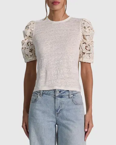 ALICE + OLIVIA Tyler Lace-Sleeve Crewneck Top | Thumbnail 4 ALICE + OLIVIA Tyler Lace-Sleeve Crewneck Top | Thumbnail 4