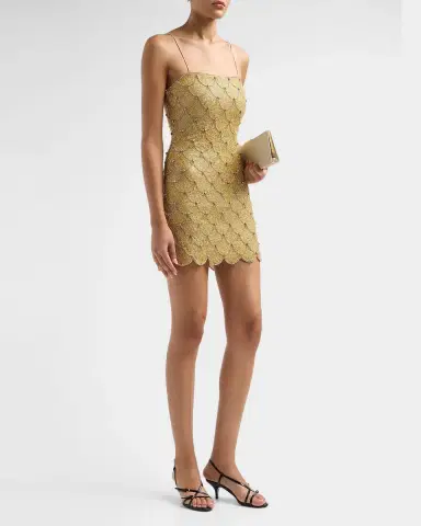 ALICE + OLIVIA Nina Embellished Scallop Mini Dress | Thumbnail 4 ALICE + OLIVIA Nina Embellished Scallop Mini Dress | Thumbnail 4