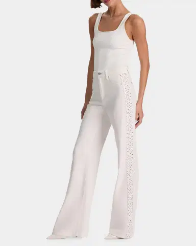 ALICE + OLIVIA Chic High-Rise Embellished Striped Jeans | Thumbnail 2 ALICE + OLIVIA Chic High-Rise Embellished Striped Jeans | Thumbnail 2