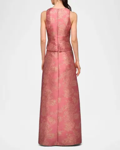 Kay Unger New York Rhianna Metallic Jacquard A-Line Gown | Thumbnail 3 Kay Unger New York Rhianna Metallic Jacquard A-Line Gown | Thumbnail 3