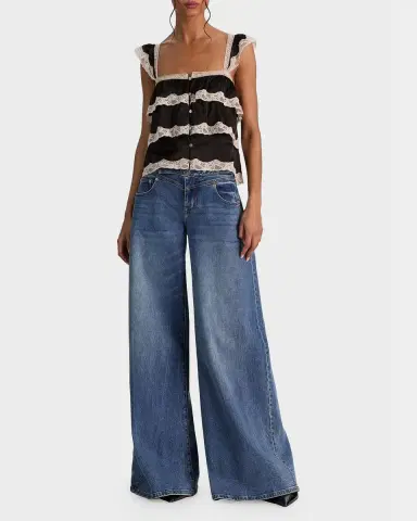 ALICE + OLIVIA Sylvie Tiered Lace Crop Top | Thumbnail 2 ALICE + OLIVIA Sylvie Tiered Lace Crop Top | Thumbnail 2