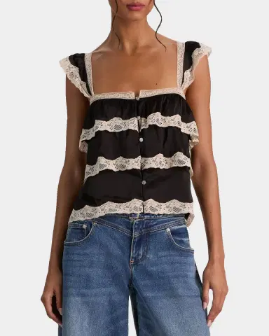 ALICE + OLIVIA Sylvie Tiered Lace Crop Top | Thumbnail 4 ALICE + OLIVIA Sylvie Tiered Lace Crop Top | Thumbnail 4
