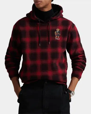 Polo Ralph Lauren Men's Plaid Faux-Fur-Lined Cotton Hoodie | Thumbnail 4 Polo Ralph Lauren Men's Plaid Faux-Fur-Lined Cotton Hoodie | Thumbnail 4