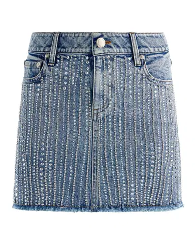 Alice + Olivia Kiera Embellished Denim Mini Skirt | Thumbnail 1 Alice + Olivia Kiera Embellished Denim Mini Skirt | Thumbnail 1
