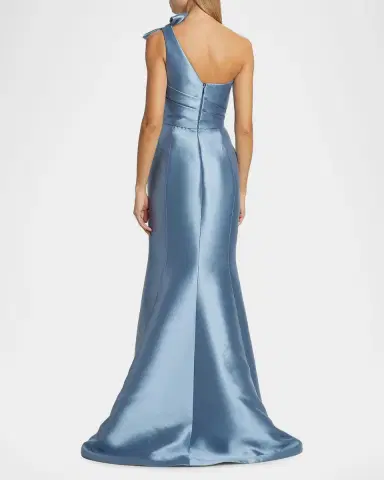 Amsale One-Shoulder Bow Mikado Gown | Thumbnail 3 Amsale One-Shoulder Bow Mikado Gown | Thumbnail 3