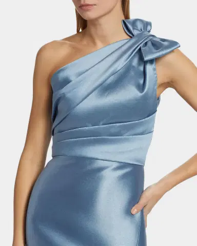 Amsale One-Shoulder Bow Mikado Gown | Thumbnail 5 Amsale One-Shoulder Bow Mikado Gown | Thumbnail 5