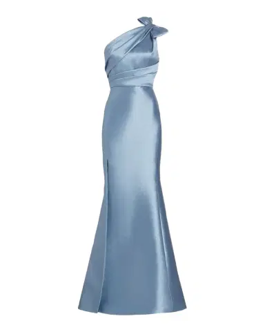 Amsale One-Shoulder Bow Mikado Gown | Thumbnail 1 Amsale One-Shoulder Bow Mikado Gown | Thumbnail 1