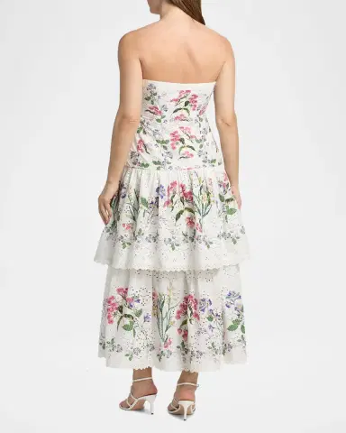 Hemant & Nandita Floral Cotton Tiered Strapless Maxi Dress | Thumbnail 3 Hemant & Nandita Floral Cotton Tiered Strapless Maxi Dress | Thumbnail 3