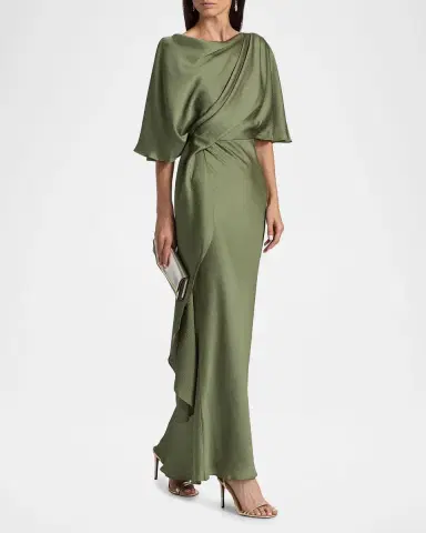 Amsale Hammered Satin A-Line Gown | Thumbnail 2 Amsale Hammered Satin A-Line Gown | Thumbnail 2