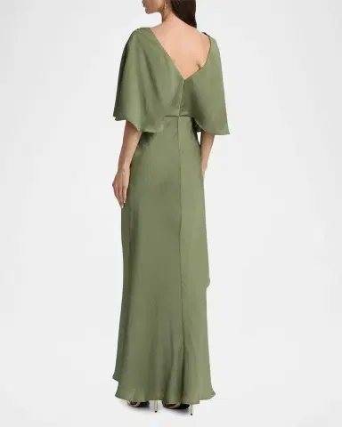 Amsale Hammered Satin A-Line Gown | Thumbnail 3 Amsale Hammered Satin A-Line Gown | Thumbnail 3