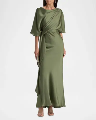 Amsale Hammered Satin A-Line Gown | Thumbnail 4 Amsale Hammered Satin A-Line Gown | Thumbnail 4