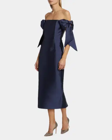 Alexia María CLONE Isabella Bow Silk-Wool Column Midi Dress | Thumbnail 7 Alexia María CLONE Isabella Bow Silk-Wool Column Midi Dress | Thumbnail 7
