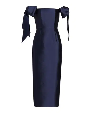 Alexia María CLONE Isabella Bow Silk-Wool Column Midi Dress | Thumbnail 1 Alexia María CLONE Isabella Bow Silk-Wool Column Midi Dress | Thumbnail 1