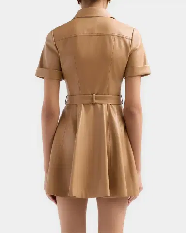 ALICE + OLIVIA Lucy Faux-Leather Belted Mini Shirtdress | Thumbnail 3 ALICE + OLIVIA Lucy Faux-Leather Belted Mini Shirtdress | Thumbnail 3