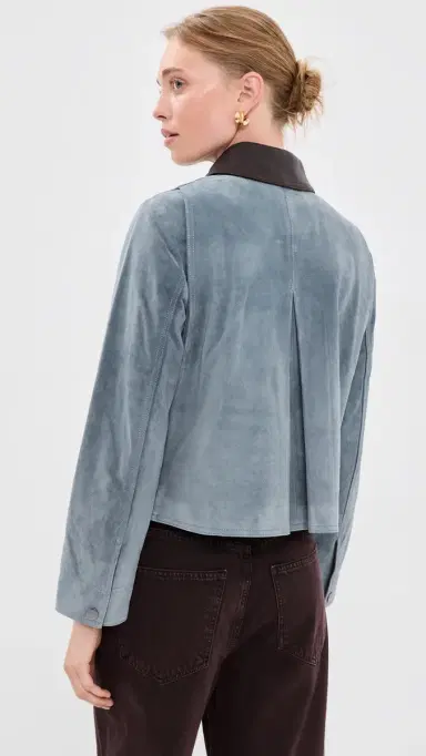 Veronica Beard Walters Cropped Barn Jacket Blue teel | Thumbnail 3 Veronica Beard Walters Cropped Barn Jacket Blue teel | Thumbnail 3