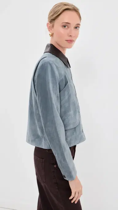 Veronica Beard Walters Cropped Barn Jacket Blue teel | Thumbnail 4 Veronica Beard Walters Cropped Barn Jacket Blue teel | Thumbnail 4