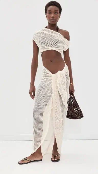 Andrea Iyamah Bala Crochet Coverup Dress Ivory S | Thumbnail 2 Andrea Iyamah Bala Crochet Coverup Dress Ivory S | Thumbnail 2