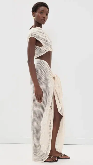 Andrea Iyamah Bala Crochet Coverup Dress Ivory S | Thumbnail 4 Andrea Iyamah Bala Crochet Coverup Dress Ivory S | Thumbnail 4