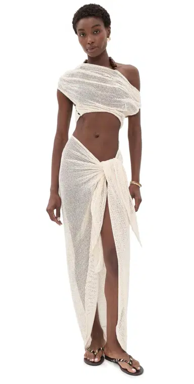 Andrea Iyamah Bala Crochet Coverup Dress Ivory S | Thumbnail 1 Andrea Iyamah Bala Crochet Coverup Dress Ivory S | Thumbnail 1