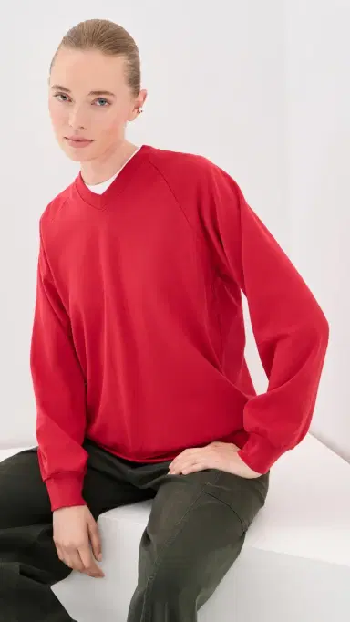 Tibi Perfect T Vintage Sweatshirt Red | Thumbnail 2 Tibi Perfect T Vintage Sweatshirt Red | Thumbnail 2