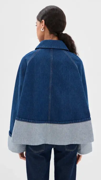Brandon Maxwell The Wells Trapeze Denim Jacket Indigo | Thumbnail 3 Brandon Maxwell The Wells Trapeze Denim Jacket Indigo | Thumbnail 3