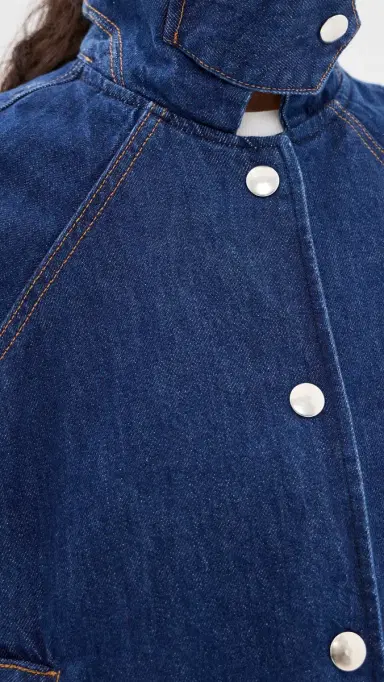 Brandon Maxwell The Wells Trapeze Denim Jacket Indigo | Thumbnail 6 Brandon Maxwell The Wells Trapeze Denim Jacket Indigo | Thumbnail 6