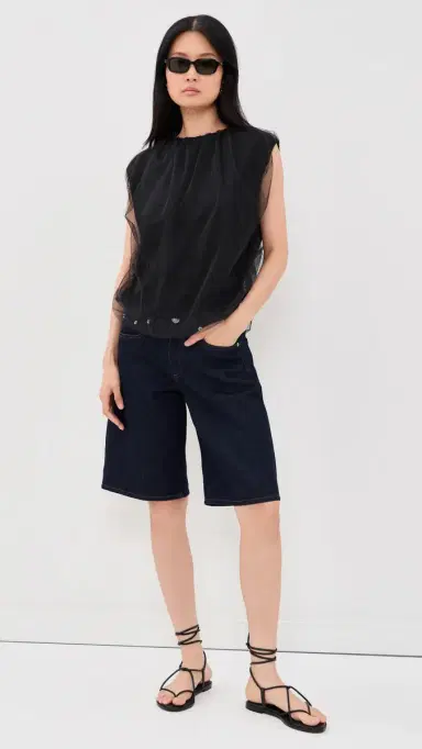 MEIMEIJ Sleeveless Tulle Jewel Neck Top Nero | Thumbnail 5 MEIMEIJ Sleeveless Tulle Jewel Neck Top Nero | Thumbnail 5