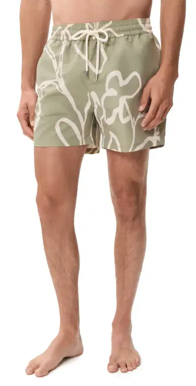 Frescobol Carioca Rio Flor Print Swim Shorts Palm Green | Thumbnail 1 Frescobol Carioca Rio Flor Print Swim Shorts Palm Green | Thumbnail 1