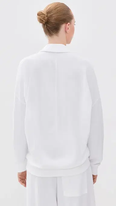 Tibi ightweight Polo Sweatshirt White | Thumbnail 3 Tibi ightweight Polo Sweatshirt White | Thumbnail 3