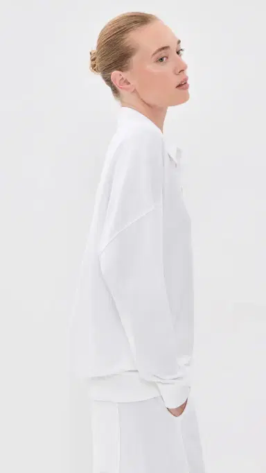 Tibi ightweight Polo Sweatshirt White | Thumbnail 4 Tibi ightweight Polo Sweatshirt White | Thumbnail 4