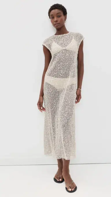 VRG GRL abre Sequin Midi Dress Oat | Thumbnail 2 VRG GRL abre Sequin Midi Dress Oat | Thumbnail 2