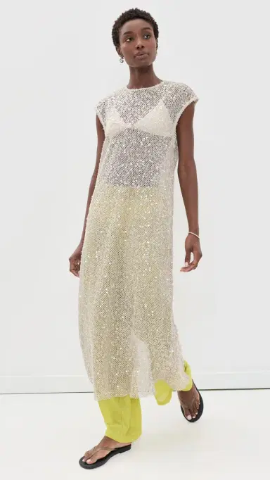VRG GRL abre Sequin Midi Dress Oat | Thumbnail 5 VRG GRL abre Sequin Midi Dress Oat | Thumbnail 5