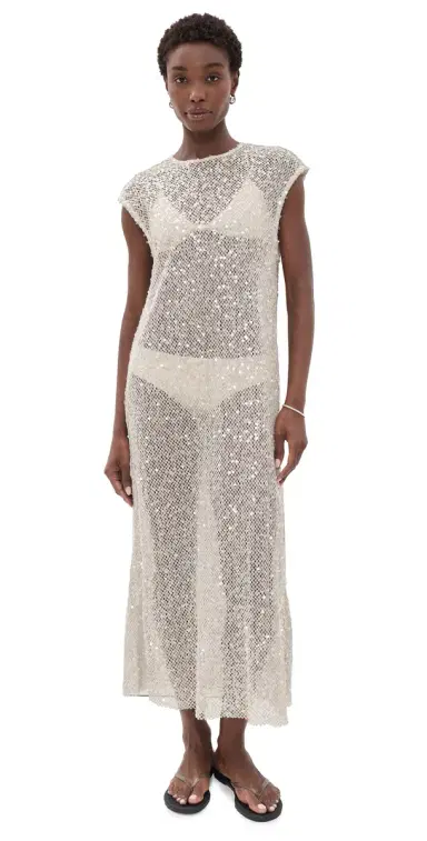 VRG GRL abre Sequin Midi Dress Oat | Thumbnail 1 VRG GRL abre Sequin Midi Dress Oat | Thumbnail 1
