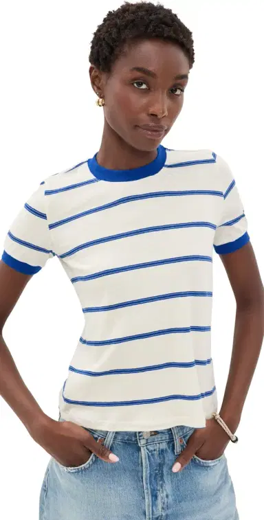 Askk NY Classic Ringer Tee Blue tripe | Thumbnail 1 Askk NY Classic Ringer Tee Blue tripe | Thumbnail 1