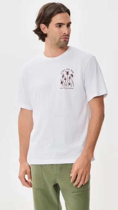 Frescobol Carioca Dinis Cotton Box Wave Printed T-hirt Cacao | Thumbnail 2 Frescobol Carioca Dinis Cotton Box Wave Printed T-hirt Cacao | Thumbnail 2