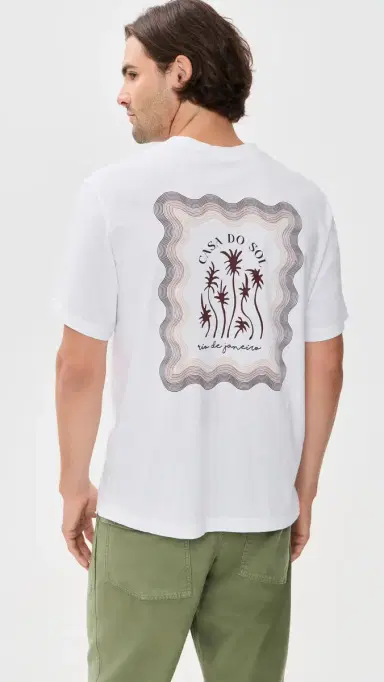 Frescobol Carioca Dinis Cotton Box Wave Printed T-hirt Cacao | Thumbnail 3 Frescobol Carioca Dinis Cotton Box Wave Printed T-hirt Cacao | Thumbnail 3