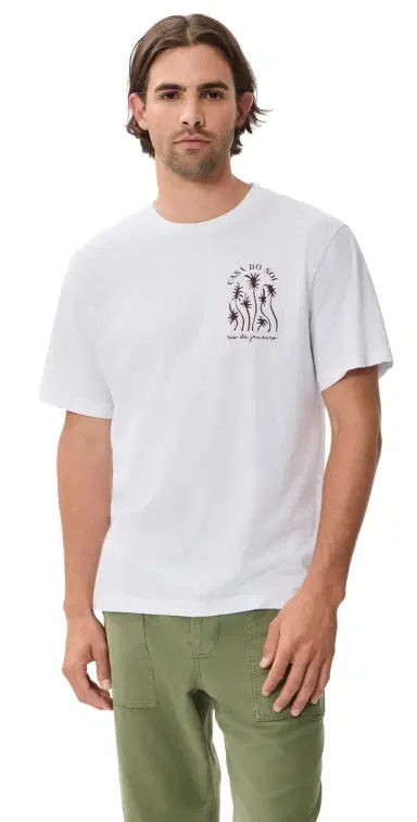 Frescobol Carioca Dinis Cotton Box Wave Printed T-hirt Cacao | Thumbnail 1 Frescobol Carioca Dinis Cotton Box Wave Printed T-hirt Cacao | Thumbnail 1