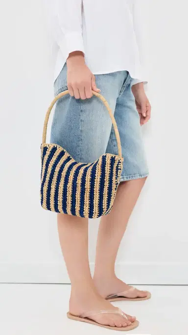 Madewell Handwoven Shoulder Bag - Raffia Stripe Retro Blue Stripe Multi One Size | Thumbnail 3 Madewell Handwoven Shoulder Bag - Raffia Stripe Retro Blue Stripe Multi One Size | Thumbnail 3