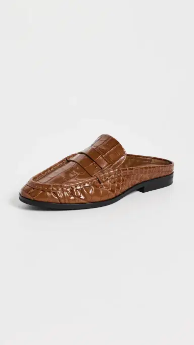 SIMKHAI Dean Embossed Leather Loafer Mules Saddle | Thumbnail 2 SIMKHAI Dean Embossed Leather Loafer Mules Saddle | Thumbnail 2