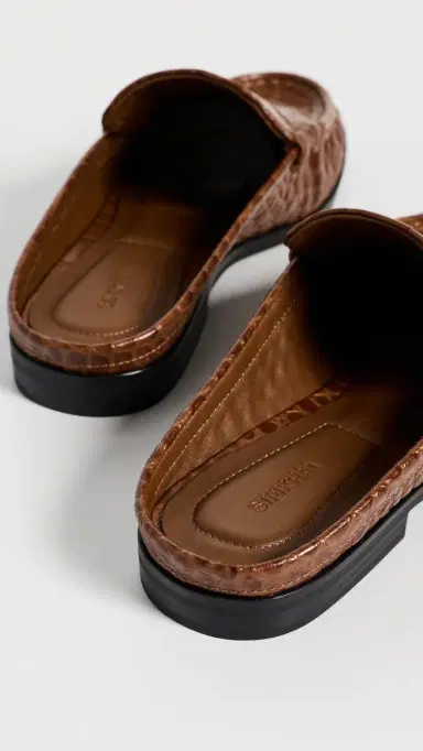 SIMKHAI Dean Embossed Leather Loafer Mules Saddle | Thumbnail 4 SIMKHAI Dean Embossed Leather Loafer Mules Saddle | Thumbnail 4