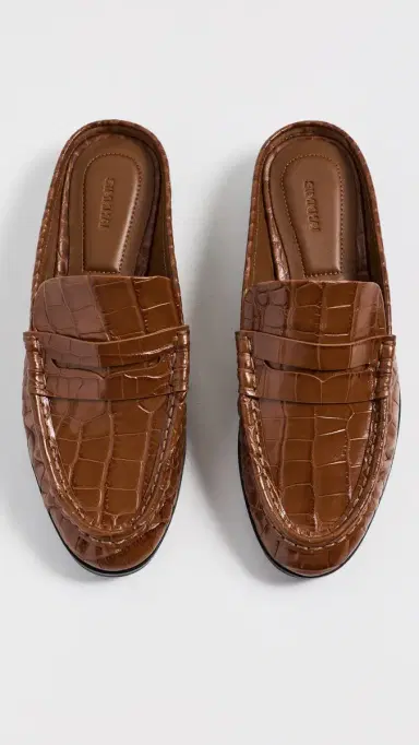 SIMKHAI Dean Embossed Leather Loafer Mules Saddle | Thumbnail 5 SIMKHAI Dean Embossed Leather Loafer Mules Saddle | Thumbnail 5