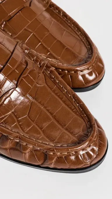 SIMKHAI Dean Embossed Leather Loafer Mules Saddle | Thumbnail 6 SIMKHAI Dean Embossed Leather Loafer Mules Saddle | Thumbnail 6