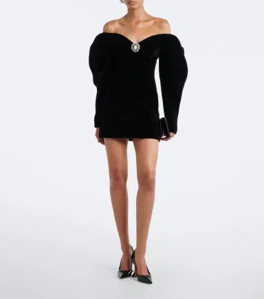 David Koma Off-shoulder velvet minidress | Thumbnail 4 David Koma Off-shoulder velvet minidress | Thumbnail 4