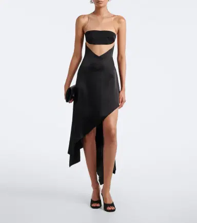 David Koma Asymmetric mesh-paneled midi dress | Thumbnail 3 David Koma Asymmetric mesh-paneled midi dress | Thumbnail 3