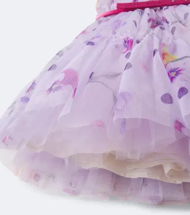 Monnalisa Floral belted tulle dress | Thumbnail 2 Monnalisa Floral belted tulle dress | Thumbnail 2