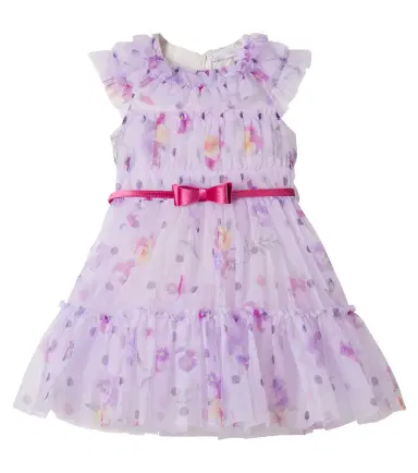 Monnalisa Floral belted tulle dress | Thumbnail 1 Monnalisa Floral belted tulle dress | Thumbnail 1